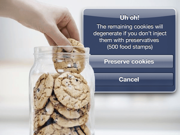 In-app purchases when eating cookies