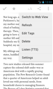 Pocket: Android app with text-to-speech (TTS) capabilities