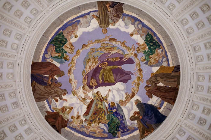 Fresco with depiction of heaven, the goal of bible app users