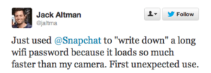 Tweet about Snapchat