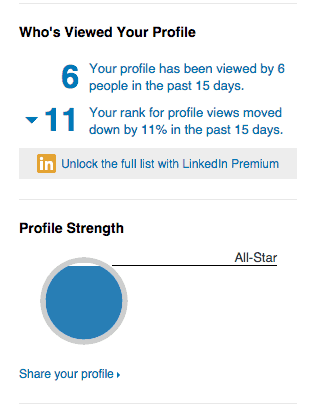 Progress indication on LinkedIn