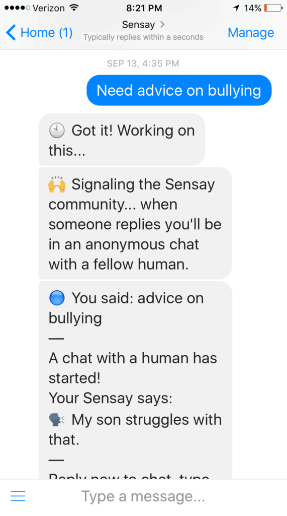Sensay.co uses text messages to quickly connect strangers in need. Image source: Sensay.co