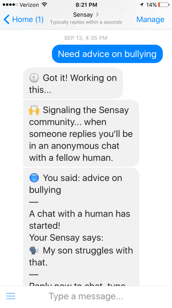 Sensay.co uses text messages to quickly connect strangers in need. Image source: Sensay.co