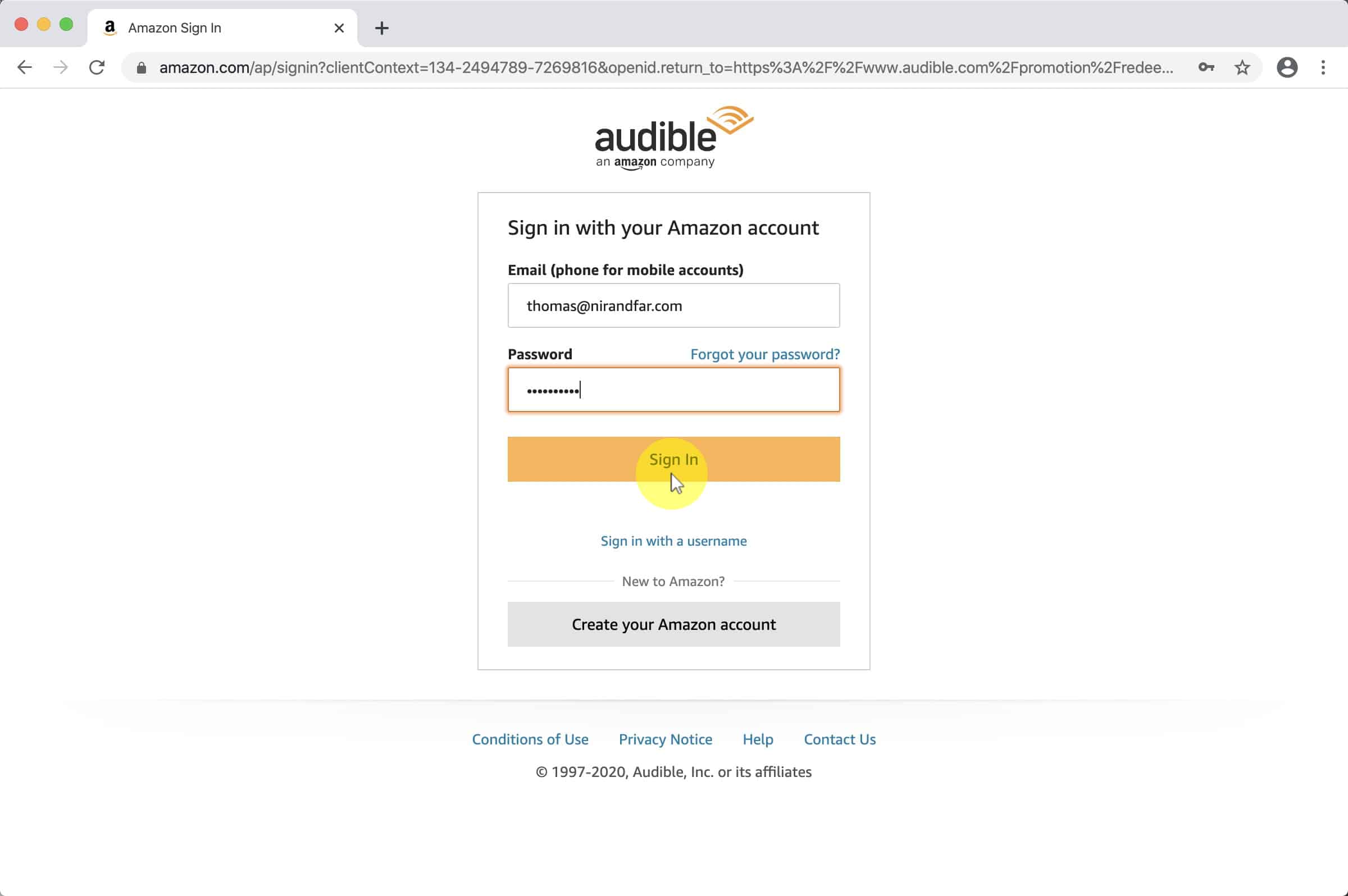 Sign in to your Amazon account