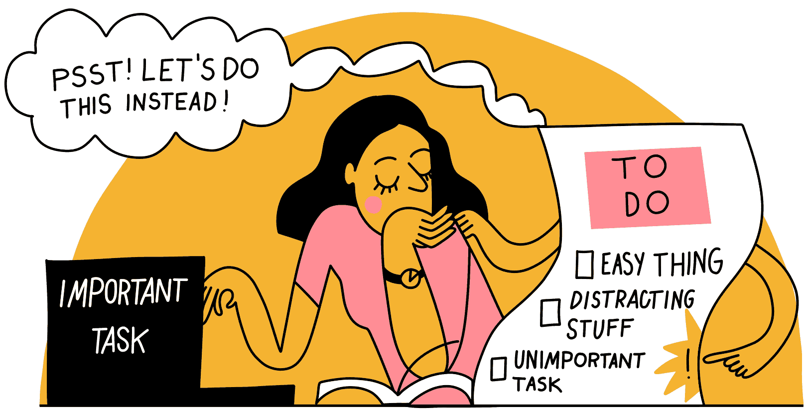 female distracted by to-do list