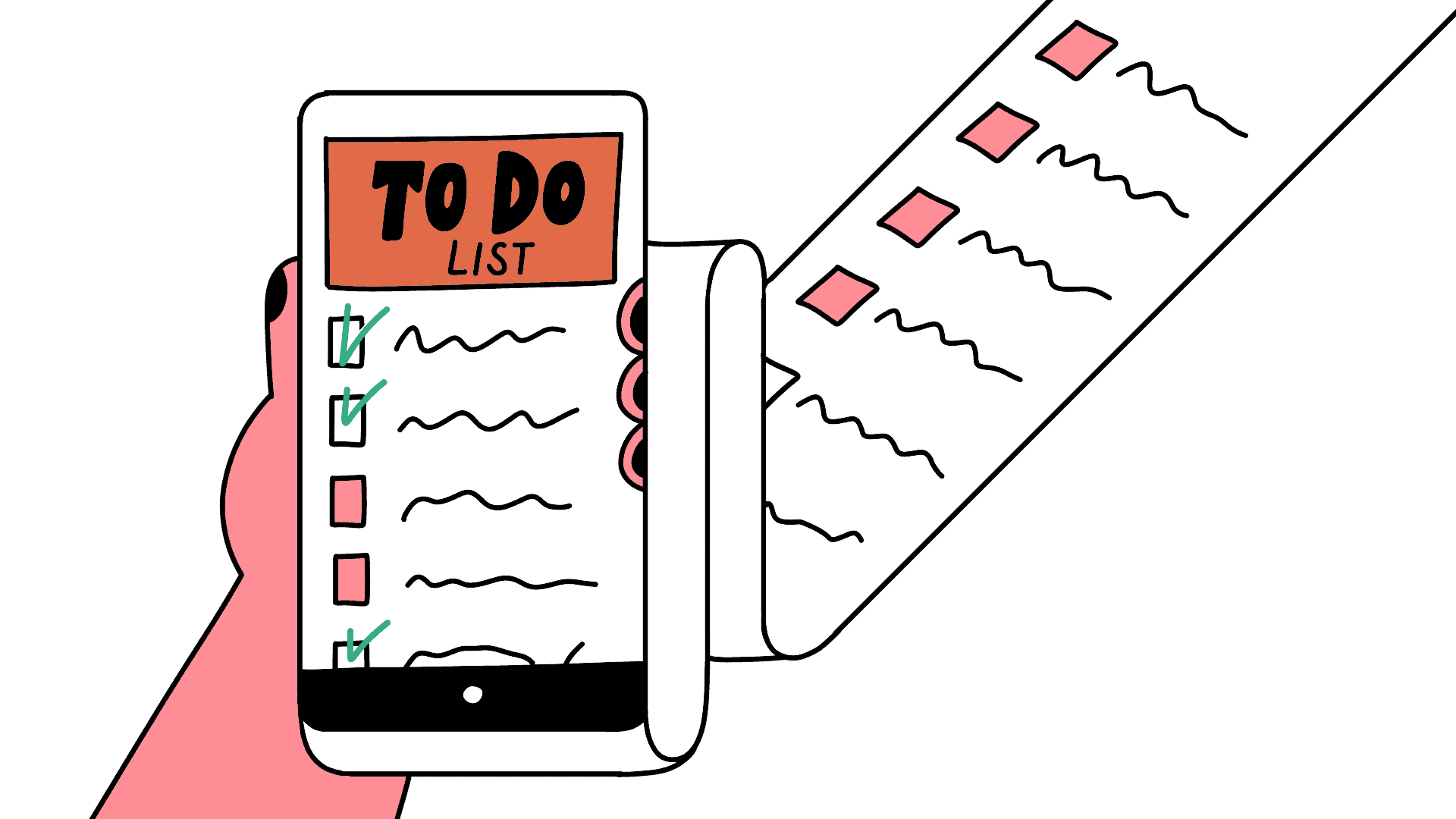 hand holding endless to do list