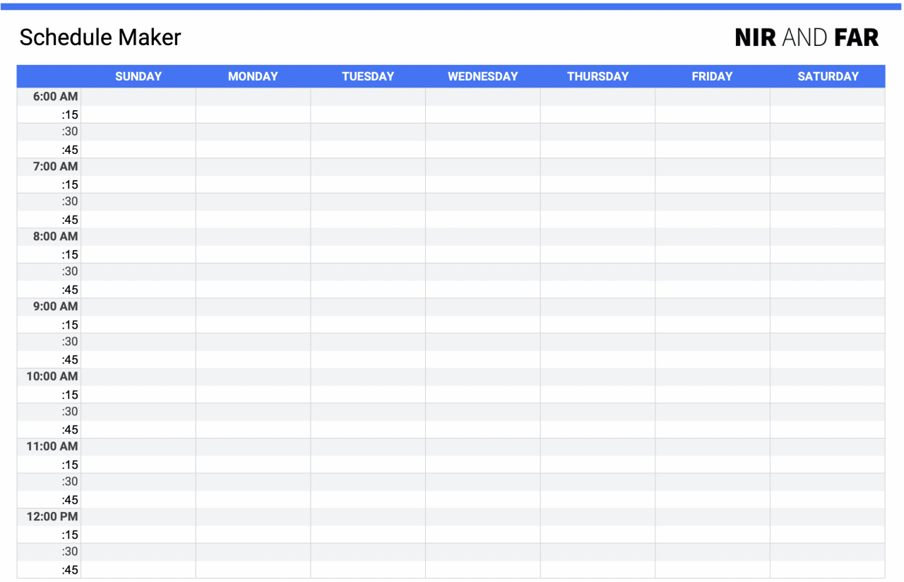 Timeboxing using a schedule maker Google template