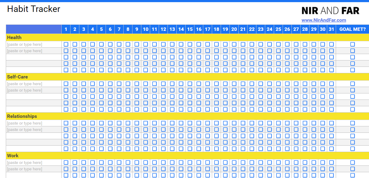 Free Habit Tracker Template Use This Sleek Google Doc
