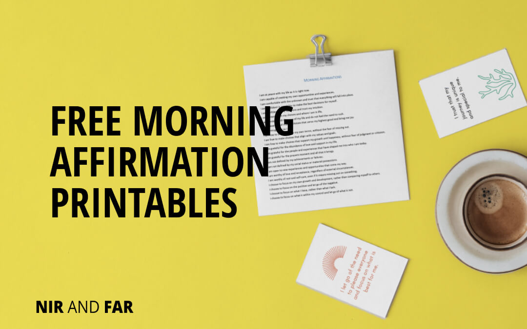 Morning affirmation cards and list of positive daily affirmations