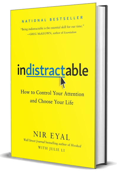 Indistractable Control Your Attention Choose Your Life Nir Eyal 3D cover
