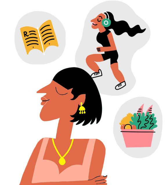 female habit thoughts female profile thinking of running and dietary habits